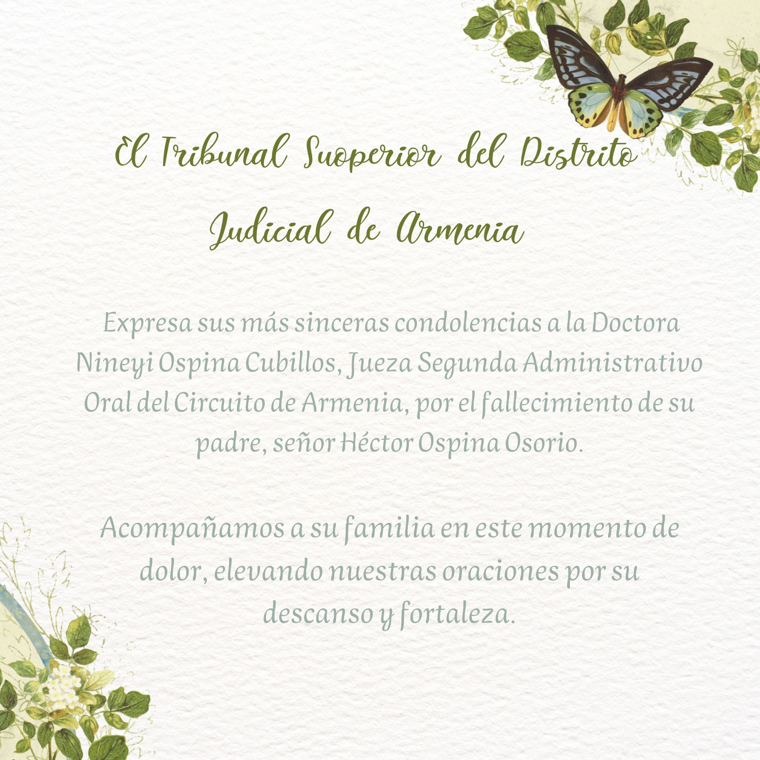 Mensaje Condolencias